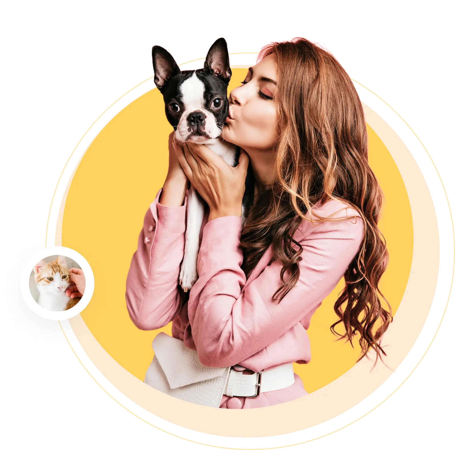 A pet owner hugging her dog