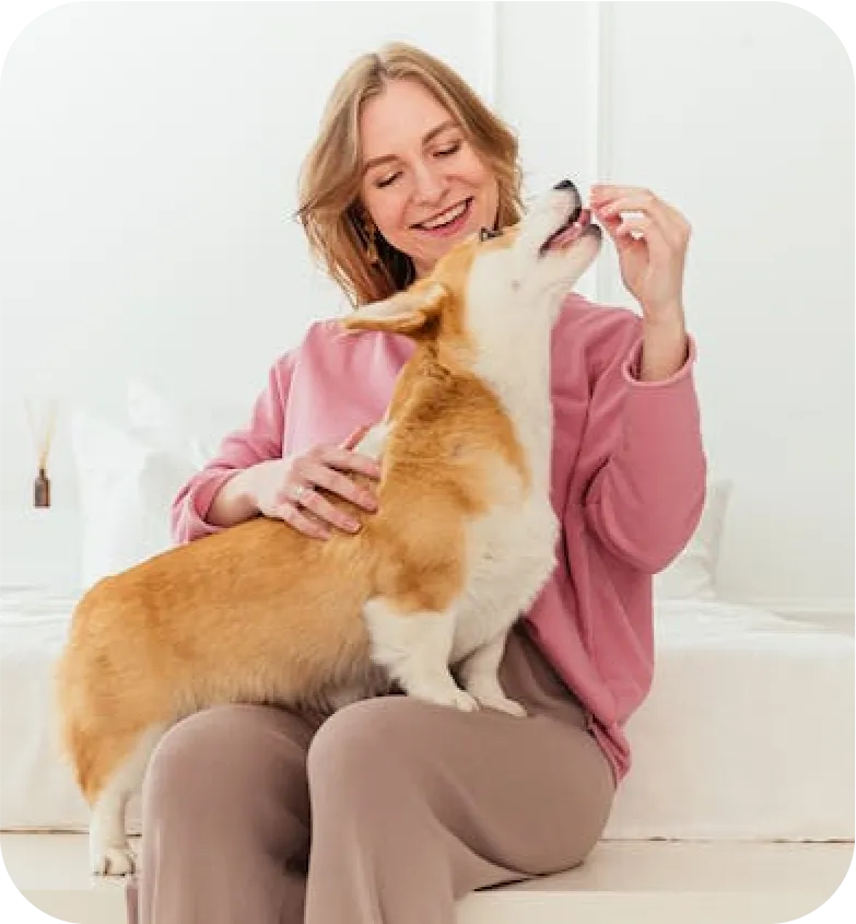 Portrait of a dog owner