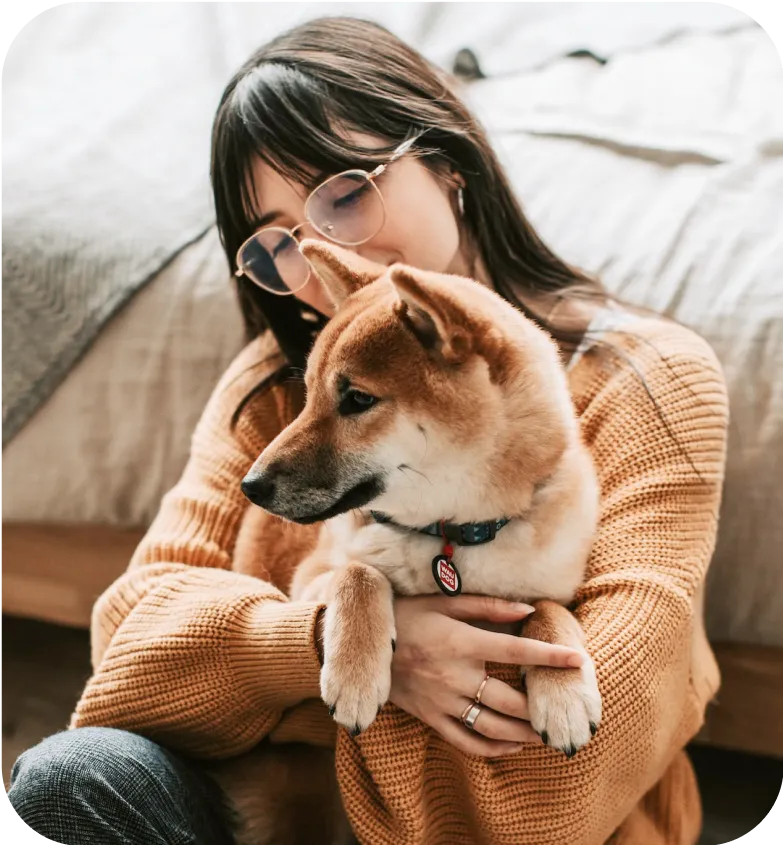 Portrait of a dog owner